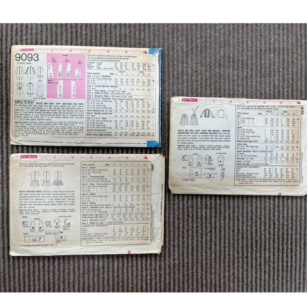Vintage Simplicity Sewing Pattern Lot Child Size 4 Mod Dress Jacket Pants 60-70s - Picture 2 of 2